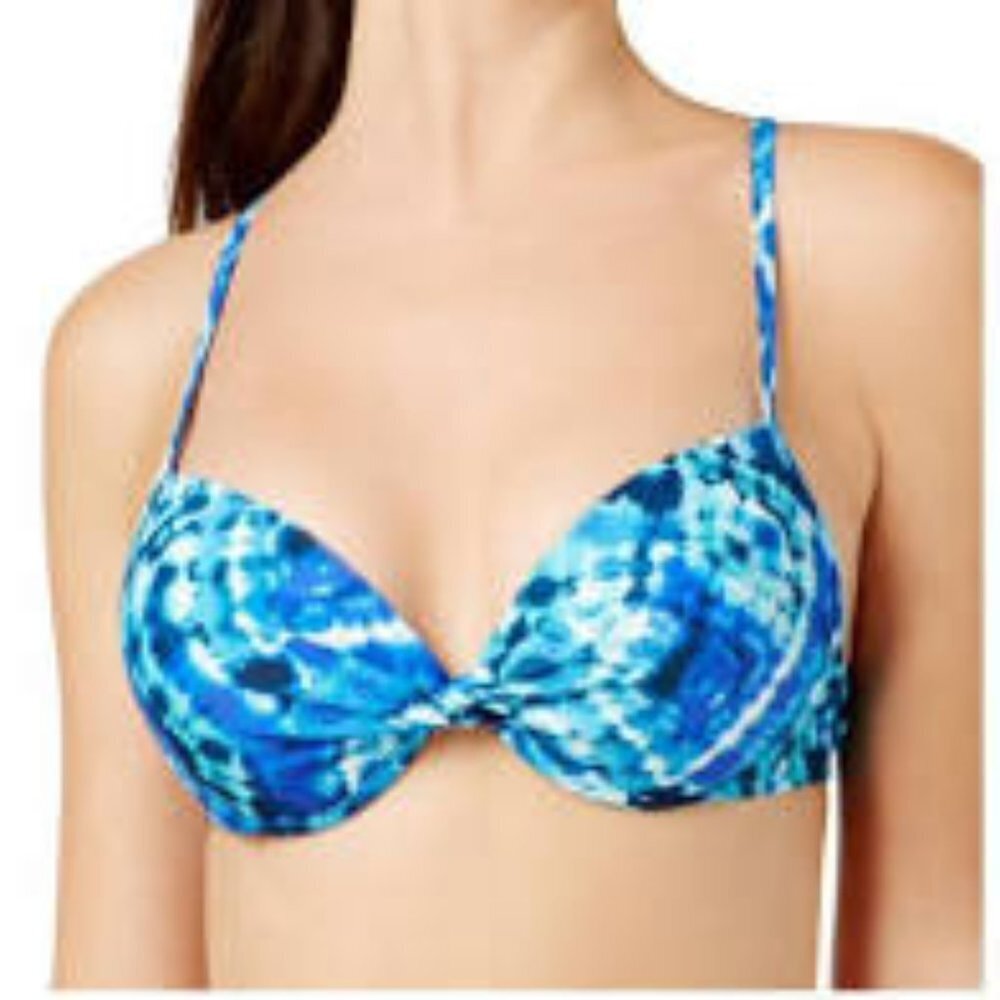 NWT California Waves Blue Tie Dye Push Up Underwire Bikini Top